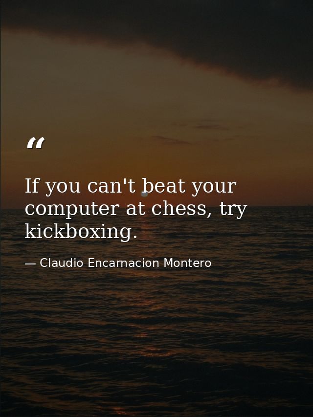 If you can't beat your computer at chess, try kickboxing. — Claudio Encarnacion Montero