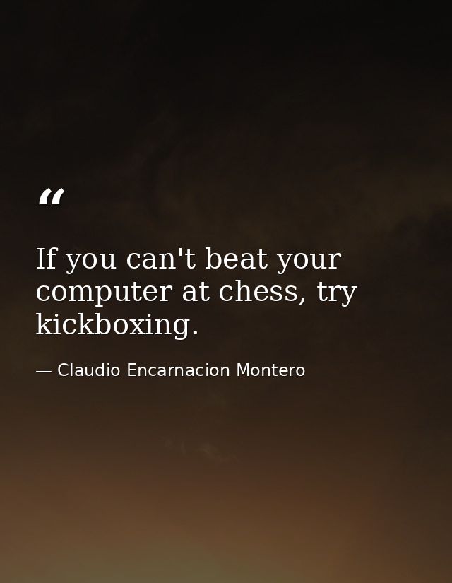If you can't beat your computer at chess, try kickboxing. — Claudio Encarnacion Montero