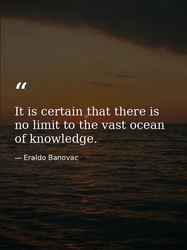 It is certain that there is no limit to the vast ocean of knowledge. — Eraldo Banovac