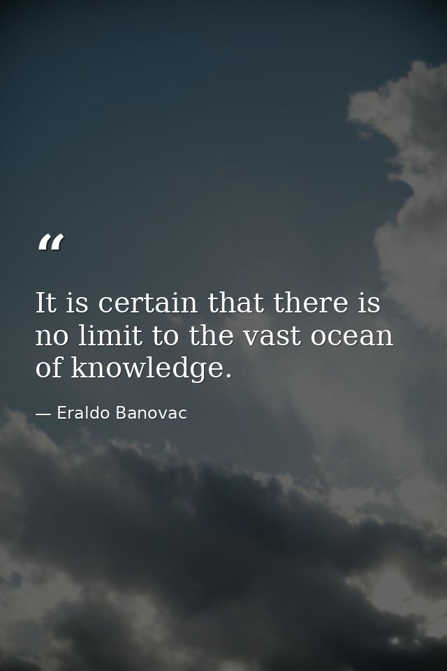 It is certain that there is no limit to the vast ocean of knowledge. — Eraldo Banovac