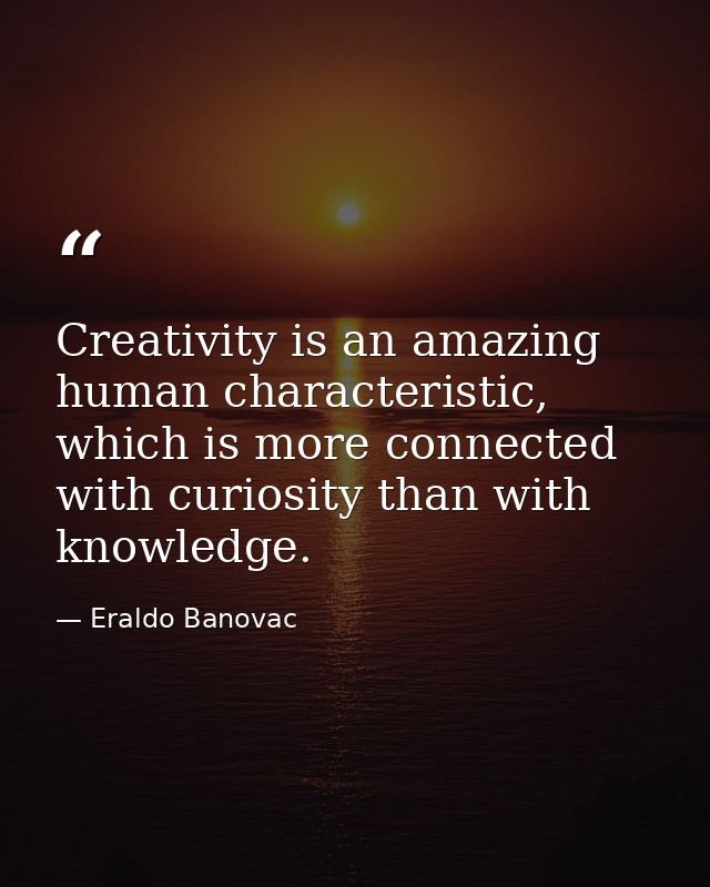 Creativity is an amazing human characteristic, which is more connected with curiosity than with knowledge. — Eraldo Banovac
