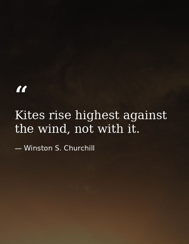 Kites rise highest against the wind, not with it. — Winston S. Churchill