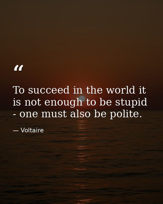 To succeed in the world it is not enough to be stupid - one must also be polite. — Voltaire