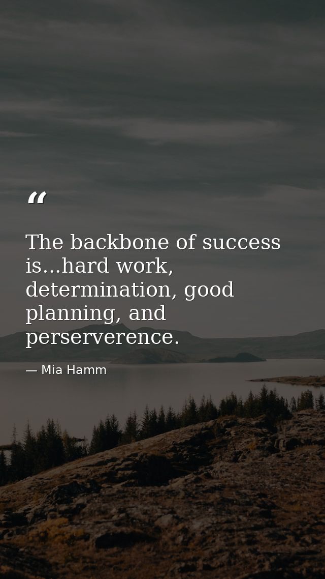 The backbone of success is...hard work, determination, good planning, and perserverence. — Mia Hamm
