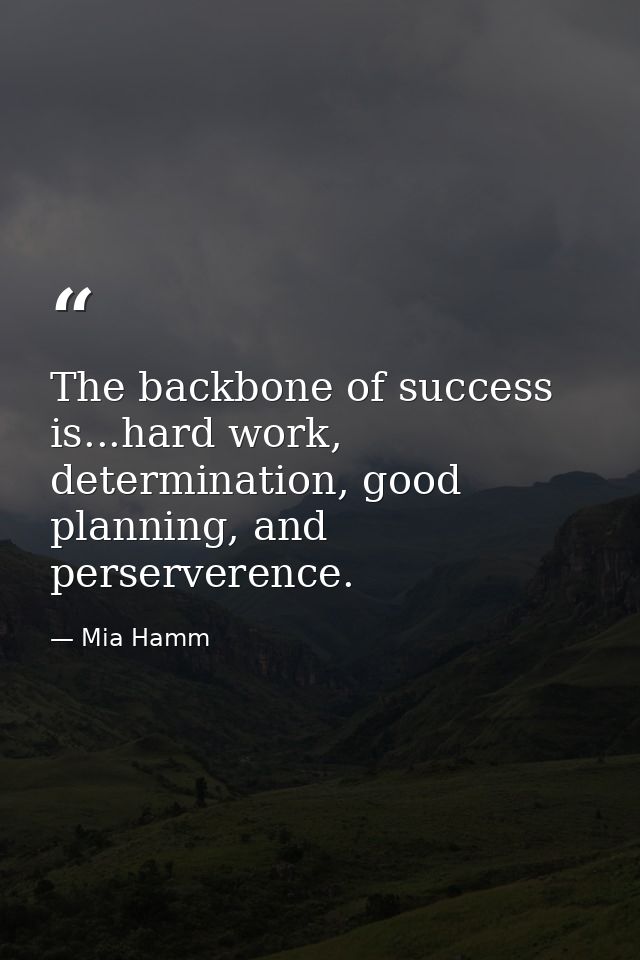 The backbone of success is...hard work, determination, good planning, and perserverence. — Mia Hamm