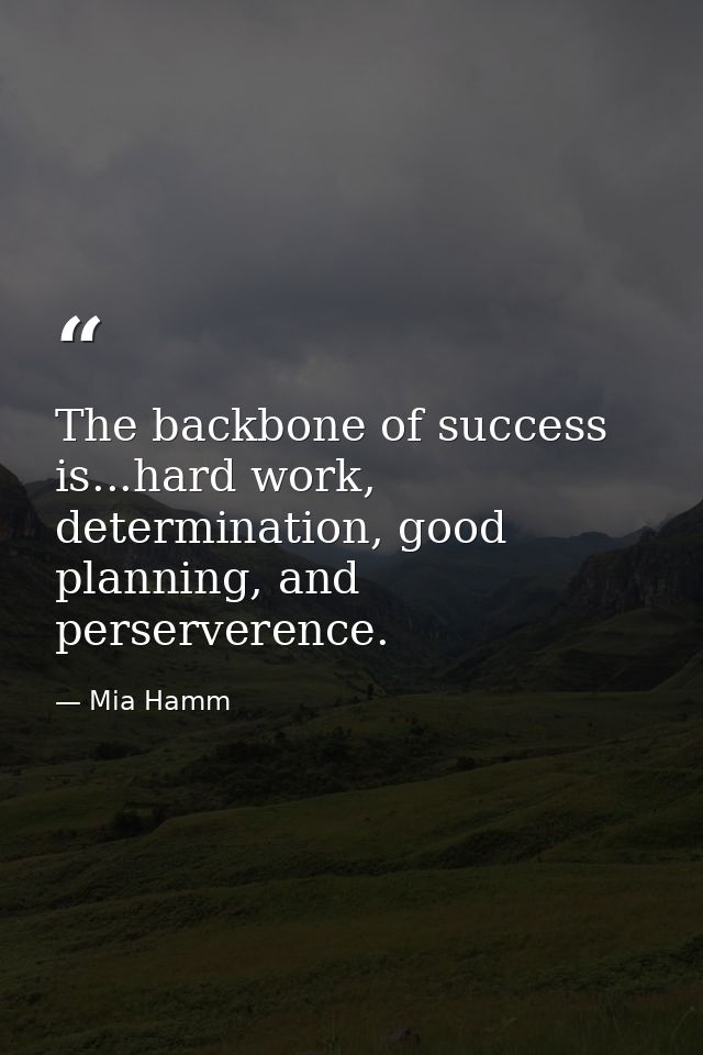 The backbone of success is...hard work, determination, good planning, and perserverence. — Mia Hamm