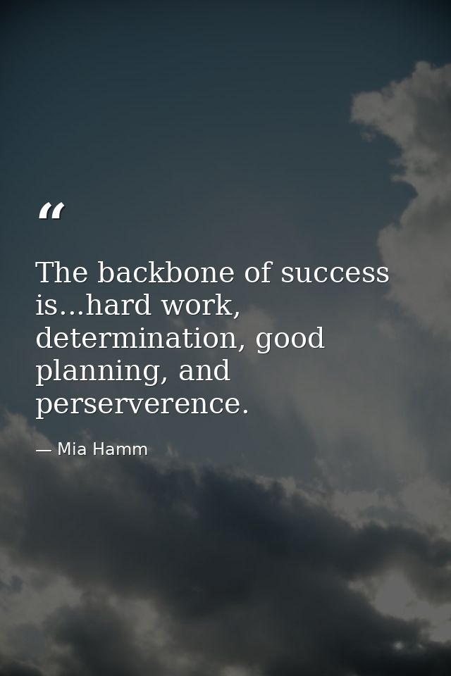 The backbone of success is...hard work, determination, good planning, and perserverence. — Mia Hamm
