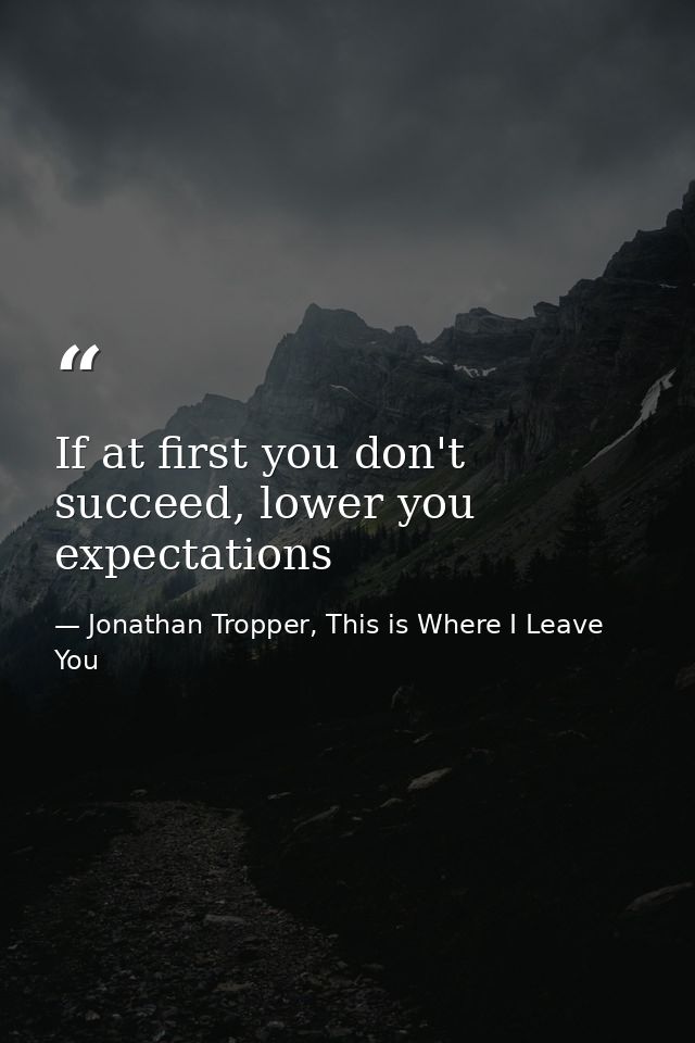 If at first you don't succeed, lower you expectations — Jonathan Tropper, This is Where I Leave You