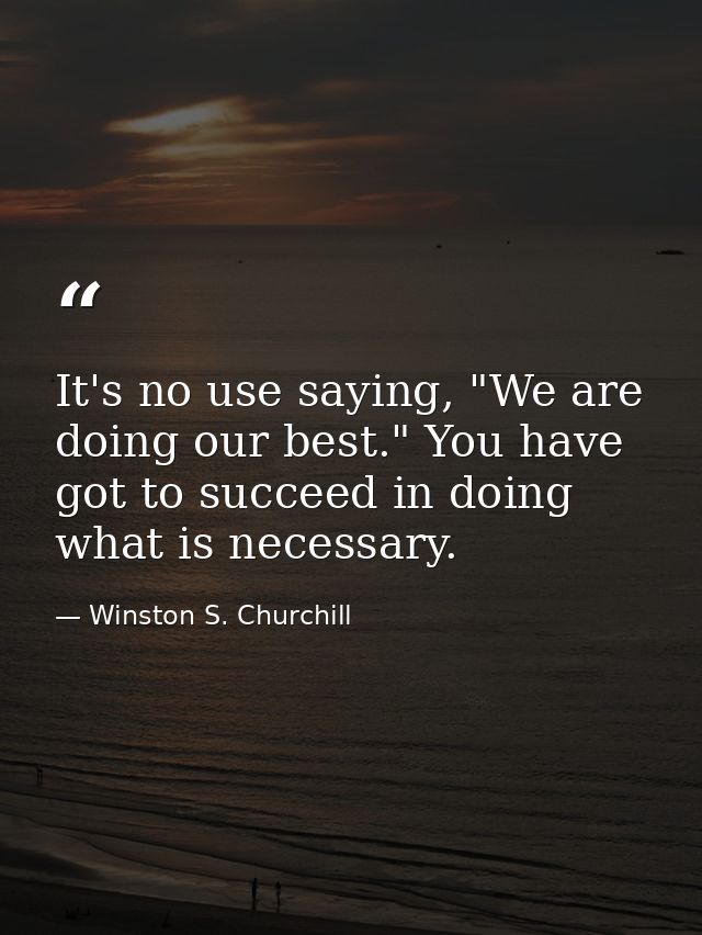 It's no use saying, "We are doing our best." You have got to succeed in doing what is necessary. — Winston S. Churchill