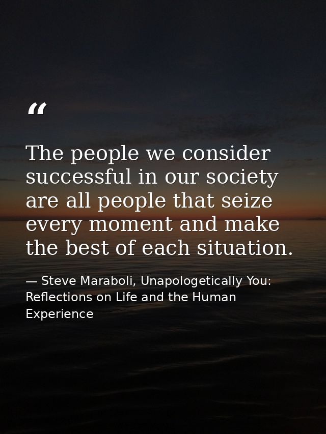 The people we consider successful in our society are all people that seize every moment and make the best of each situat — Steve Maraboli, Unapologetically You: Reflections on Life and the Human Experience
