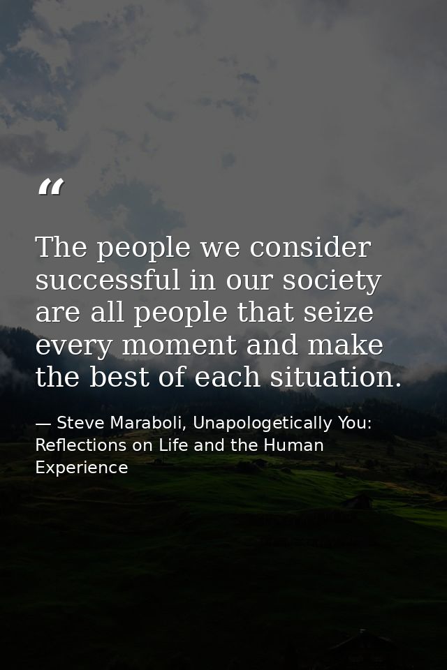 The people we consider successful in our society are all people that seize every moment and make the best of each situat — Steve Maraboli, Unapologetically You: Reflections on Life and the Human Experience