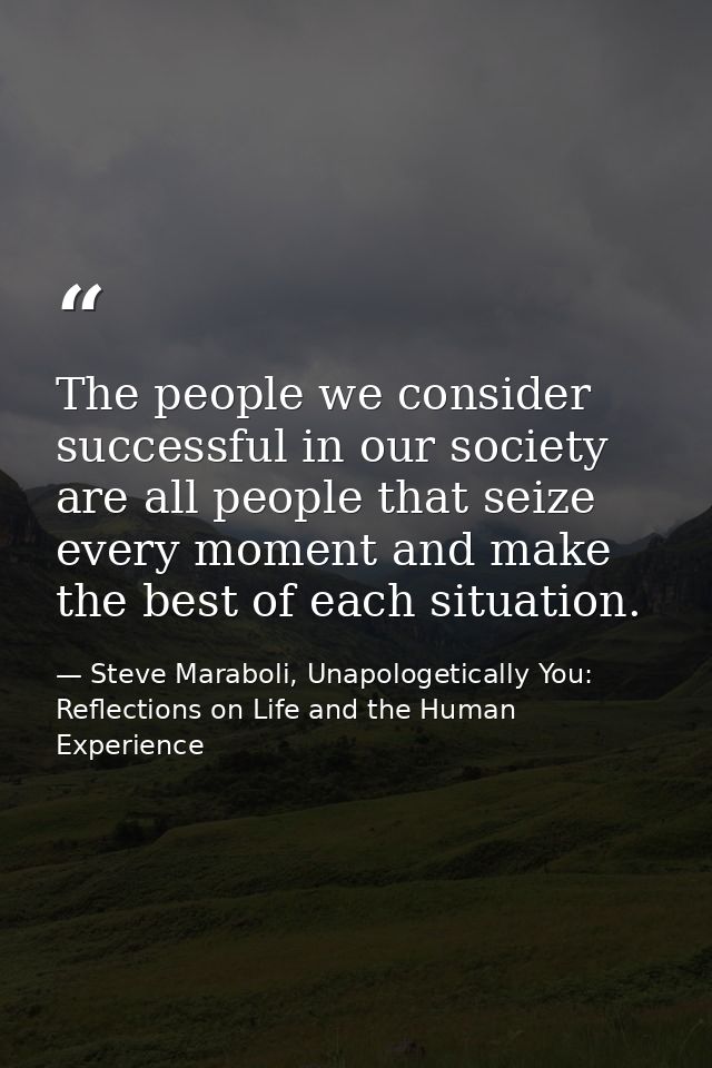 The people we consider successful in our society are all people that seize every moment and make the best of each situat — Steve Maraboli, Unapologetically You: Reflections on Life and the Human Experience