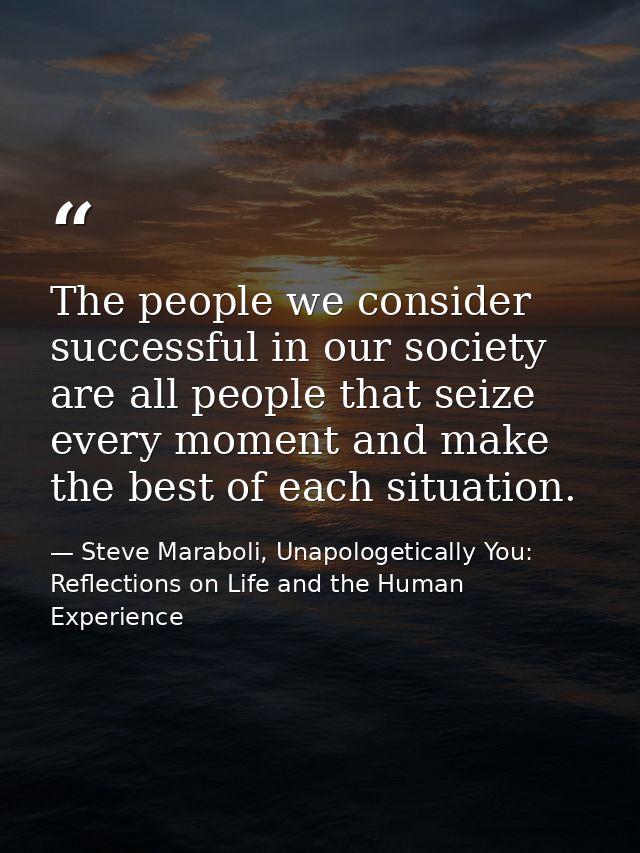 The people we consider successful in our society are all people that seize every moment and make the best of each situat — Steve Maraboli, Unapologetically You: Reflections on Life and the Human Experience
