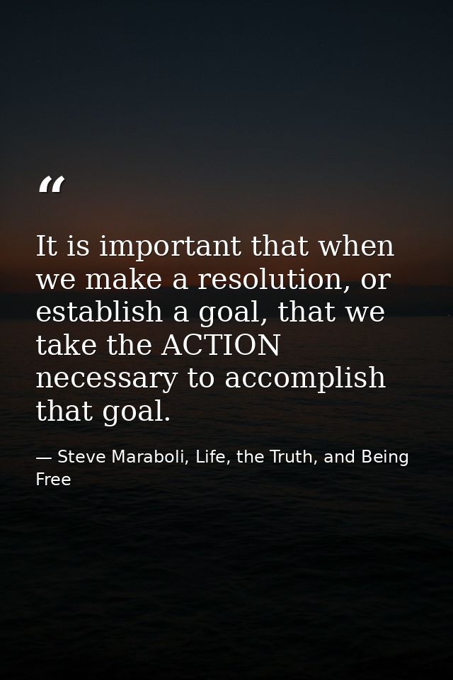 It is important that when we make a resolution, or establish a goal, that we take the ACTION necessary to accomplish tha — Steve Maraboli, Life, the Truth, and Being Free