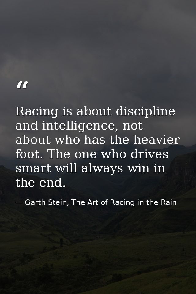Racing is about discipline and intelligence, not about who has the heavier foot. The one who drives smart will always wi — Garth Stein, The Art of Racing in the Rain