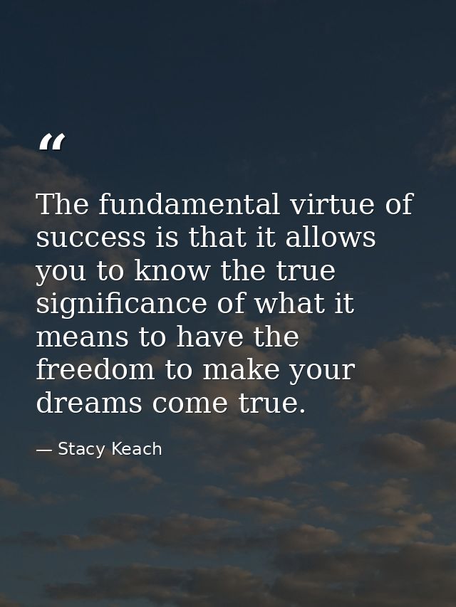The fundamental virtue of success is that it allows you to know the true significance of what it means to have the freed — Stacy Keach