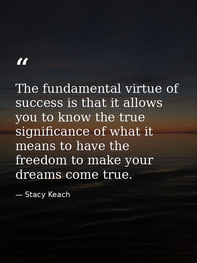 The fundamental virtue of success is that it allows you to know the true significance of what it means to have the freed — Stacy Keach