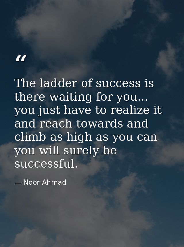 The ladder of success is there waiting for you... you just have to realize it and reach towards and climb as high as you — Noor Ahmad