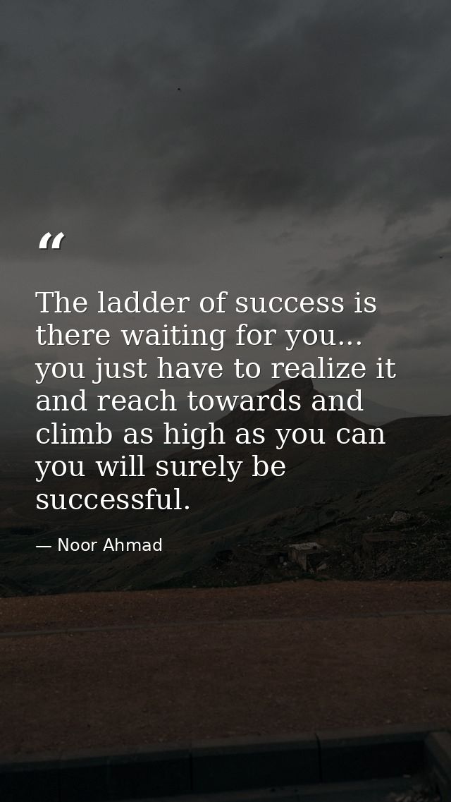 The ladder of success is there waiting for you... you just have to realize it and reach towards and climb as high as you — Noor Ahmad
