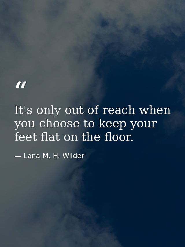 It's only out of reach when you choose to keep your feet flat on the floor. — Lana M. H. Wilder