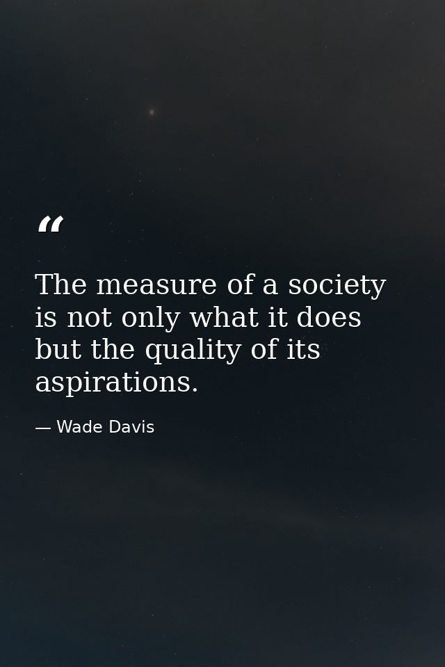 The measure of a society is not only what it does but the quality of its aspirations. — Wade Davis