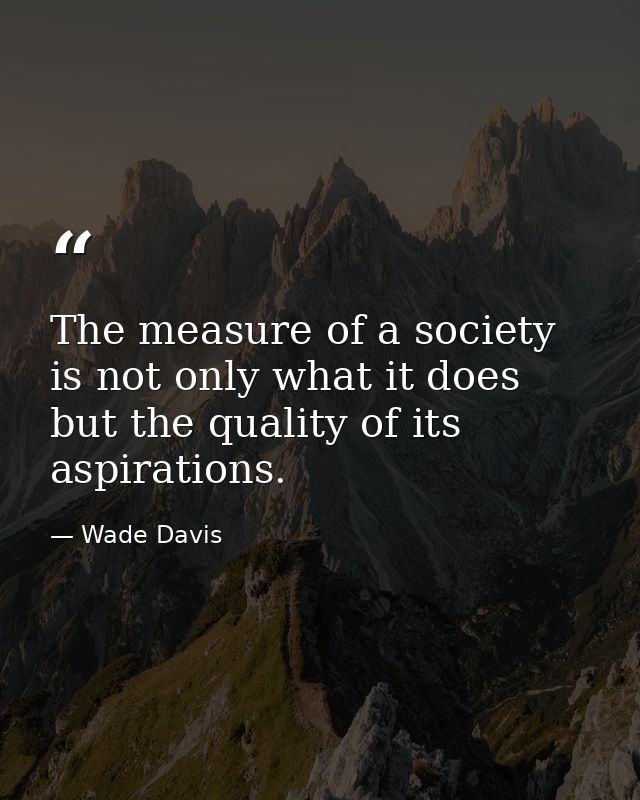 The measure of a society is not only what it does but the quality of its aspirations. — Wade Davis