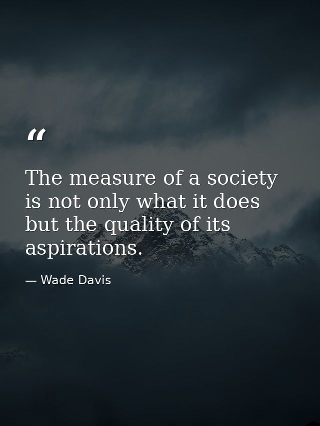 The measure of a society is not only what it does but the quality of its aspirations. — Wade Davis