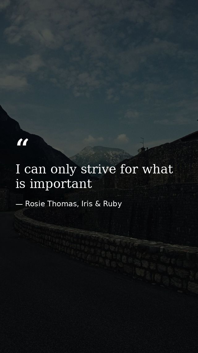 I can only strive for what is important — Rosie Thomas, Iris & Ruby