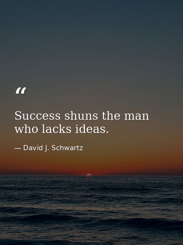 Success shuns the man who lacks ideas. — David J. Schwartz