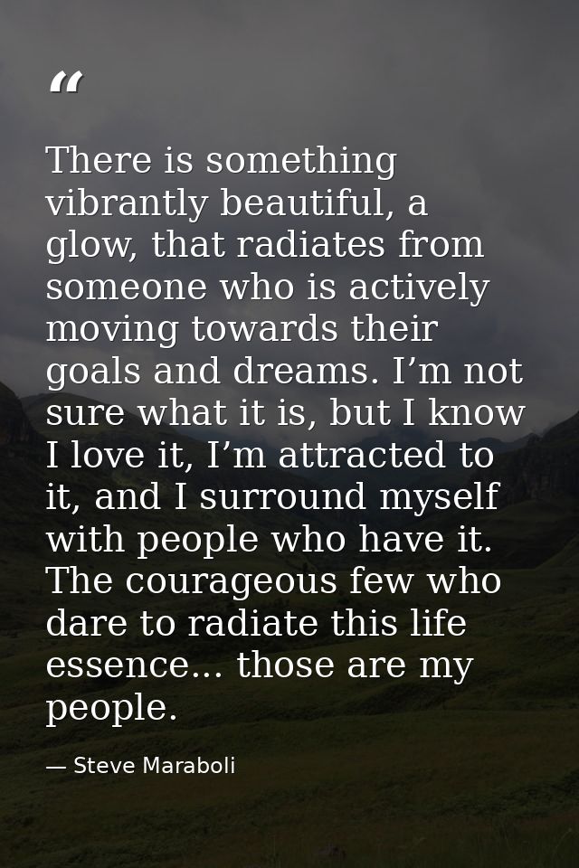 There is something vibrantly beautiful, a glow, that radiates from someone who is actively moving towards their goals an — Steve Maraboli