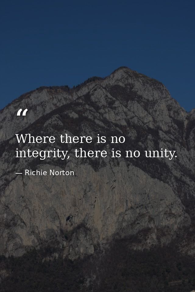 Where there is no integrity, there is no unity. — Richie Norton
