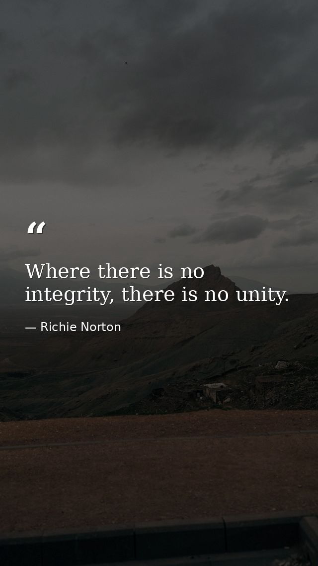 Where there is no integrity, there is no unity. — Richie Norton