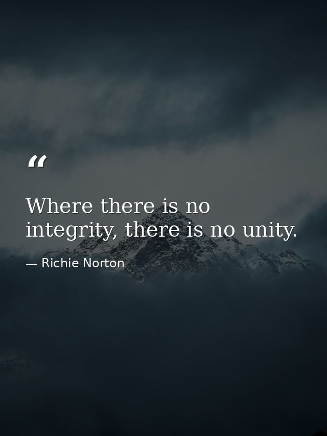Where there is no integrity, there is no unity. — Richie Norton
