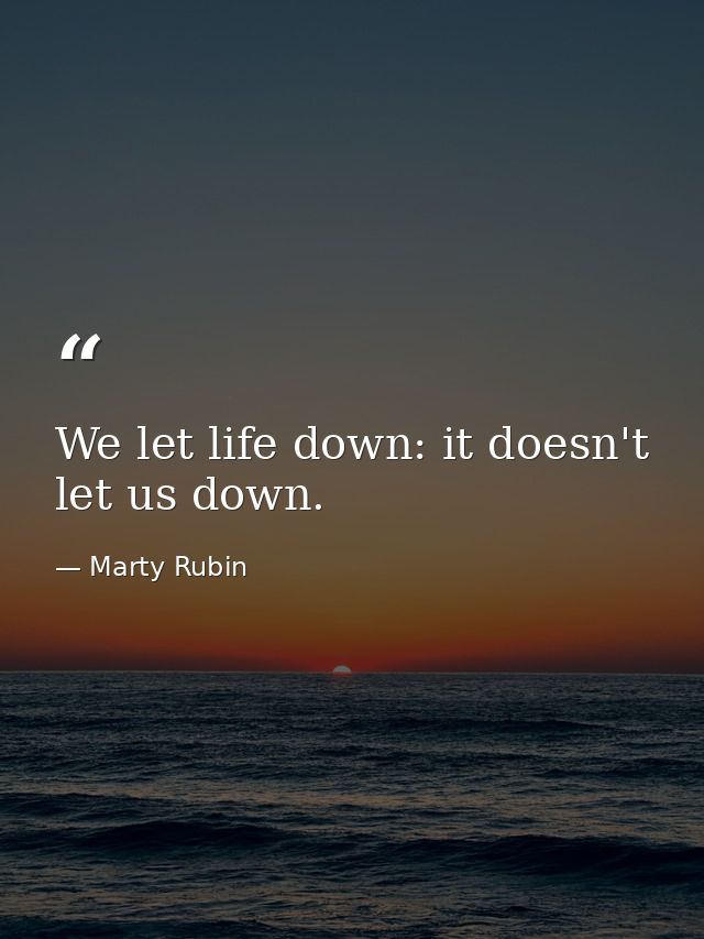 We let life down: it doesn't let us down. — Marty Rubin