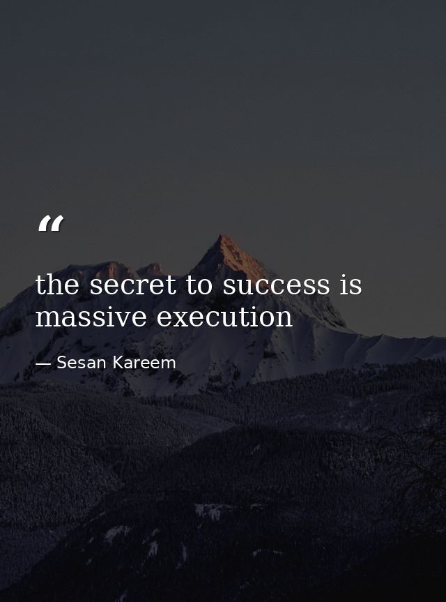 the secret to success is massive execution — Sesan Kareem