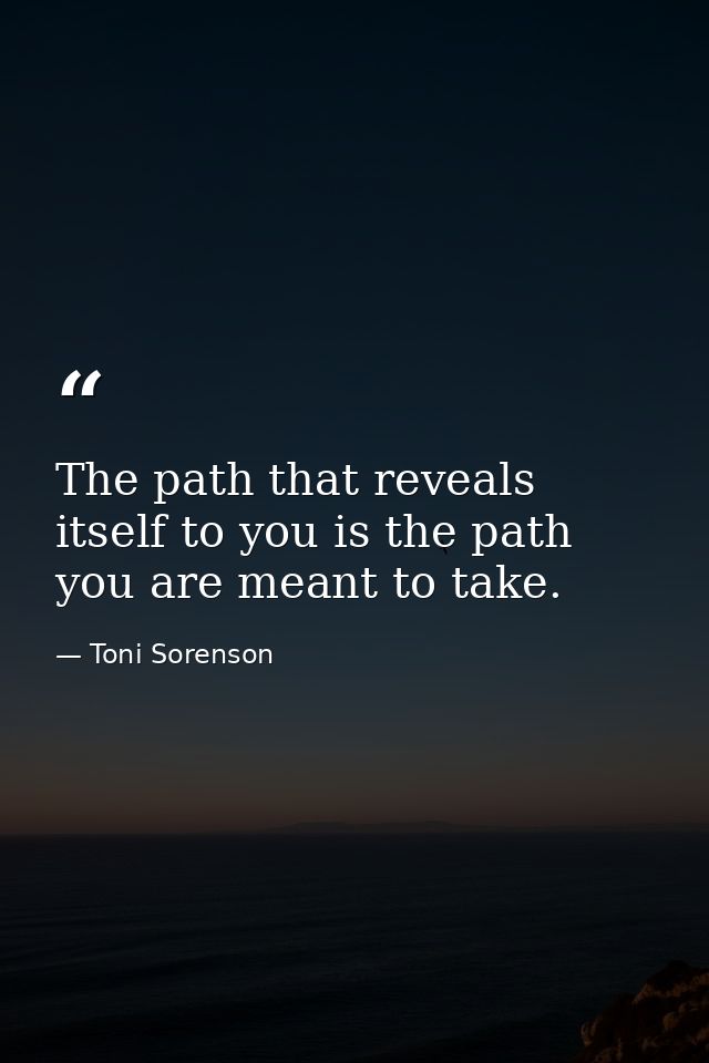 The path that reveals itself to you is the path you are meant to take. — Toni Sorenson