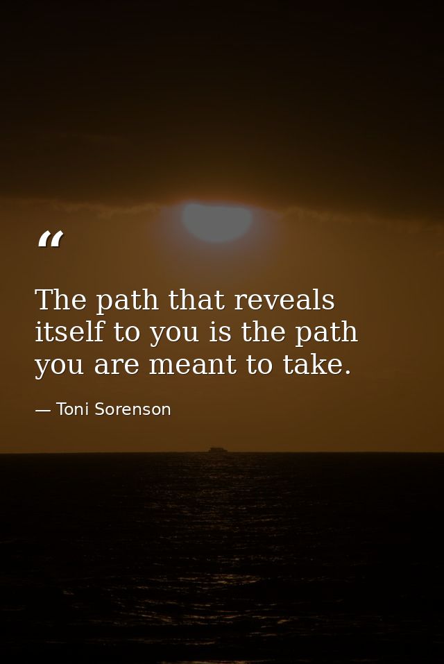 The path that reveals itself to you is the path you are meant to take. — Toni Sorenson