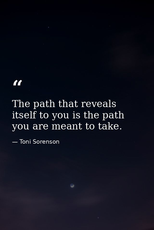 The path that reveals itself to you is the path you are meant to take. — Toni Sorenson