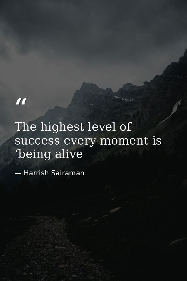 The highest level of success every moment is ‘being alive — Harrish Sairaman