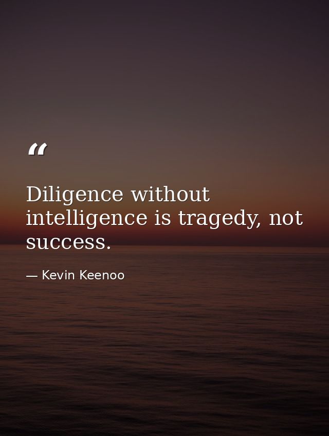 Diligence without intelligence is tragedy, not success. — Kevin Keenoo