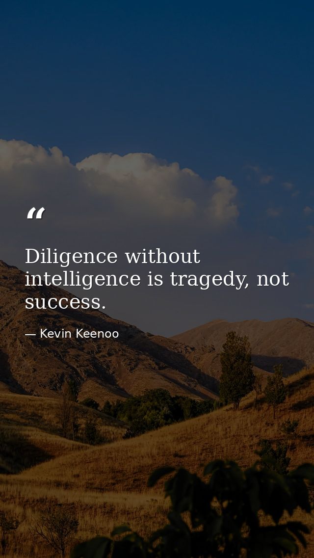 Diligence without intelligence is tragedy, not success. — Kevin Keenoo
