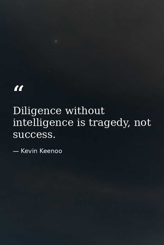 Diligence without intelligence is tragedy, not success. — Kevin Keenoo