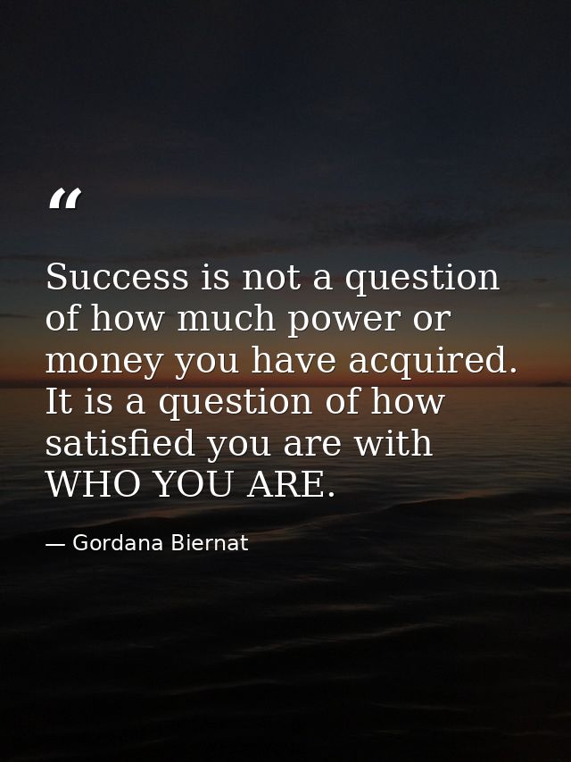 Success is not a question of how much power or money you have acquired. It is a question of how satisfied you are with W — Gordana Biernat