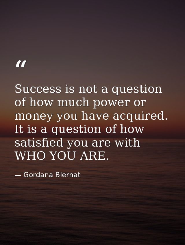 Success is not a question of how much power or money you have acquired. It is a question of how satisfied you are with W — Gordana Biernat