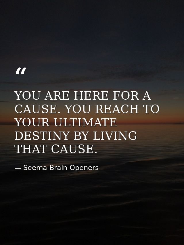 YOU ARE HERE FOR A CAUSE. YOU REACH TO YOUR ULTIMATE DESTINY BY LIVING THAT CAUSE. — Seema Brain Openers