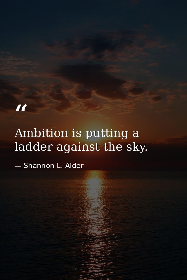Ambition is putting a ladder against the sky. — Shannon L. Alder