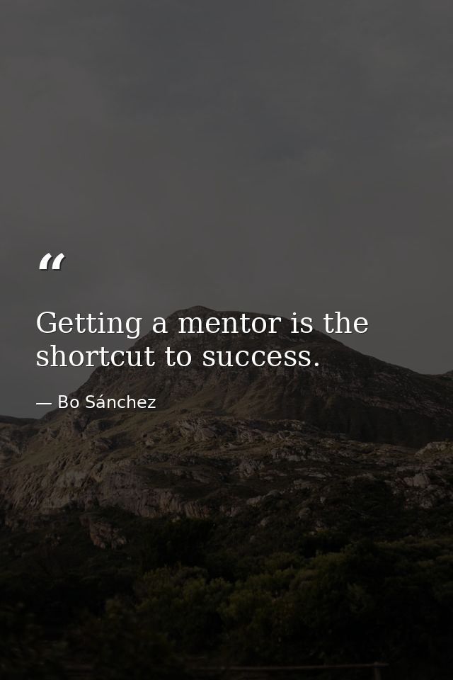 Getting a mentor is the shortcut to success. — Bo Sánchez