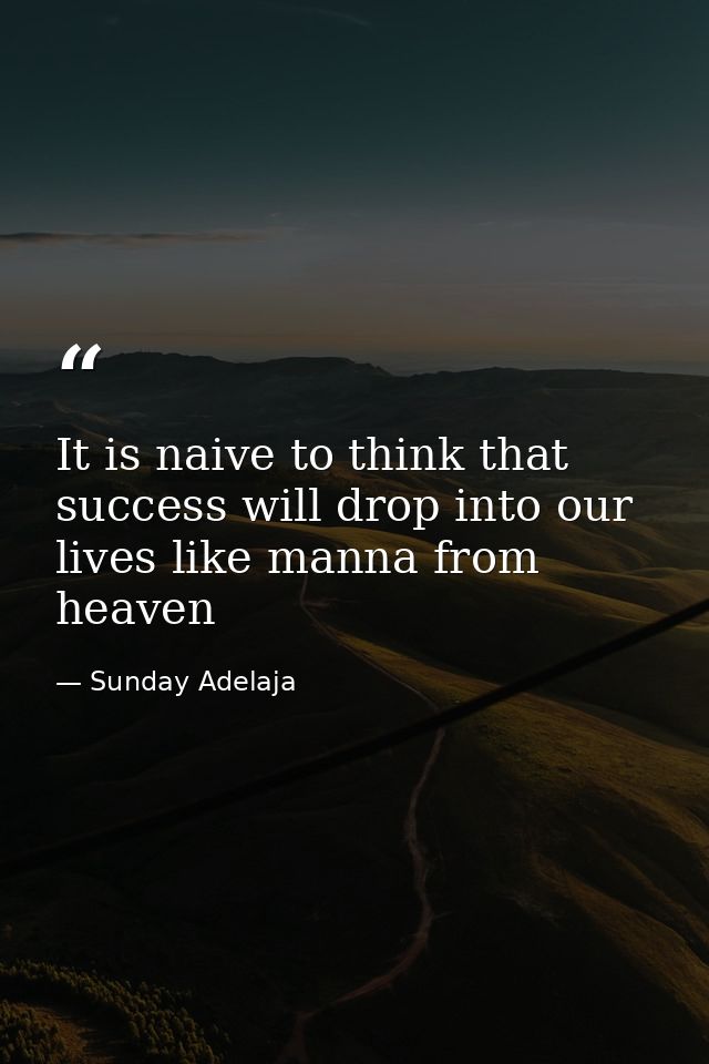 It is naive to think that success will drop into our lives like manna from heaven — Sunday Adelaja