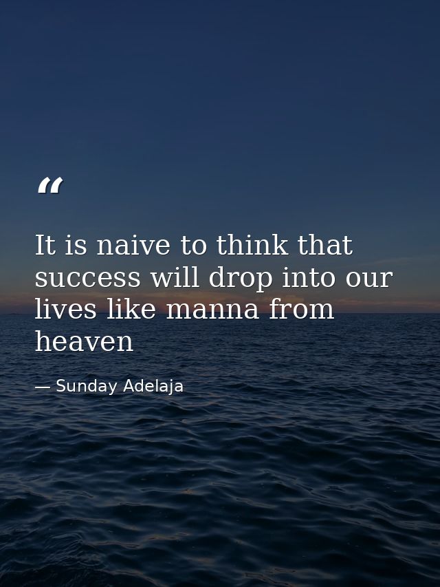 It is naive to think that success will drop into our lives like manna from heaven — Sunday Adelaja