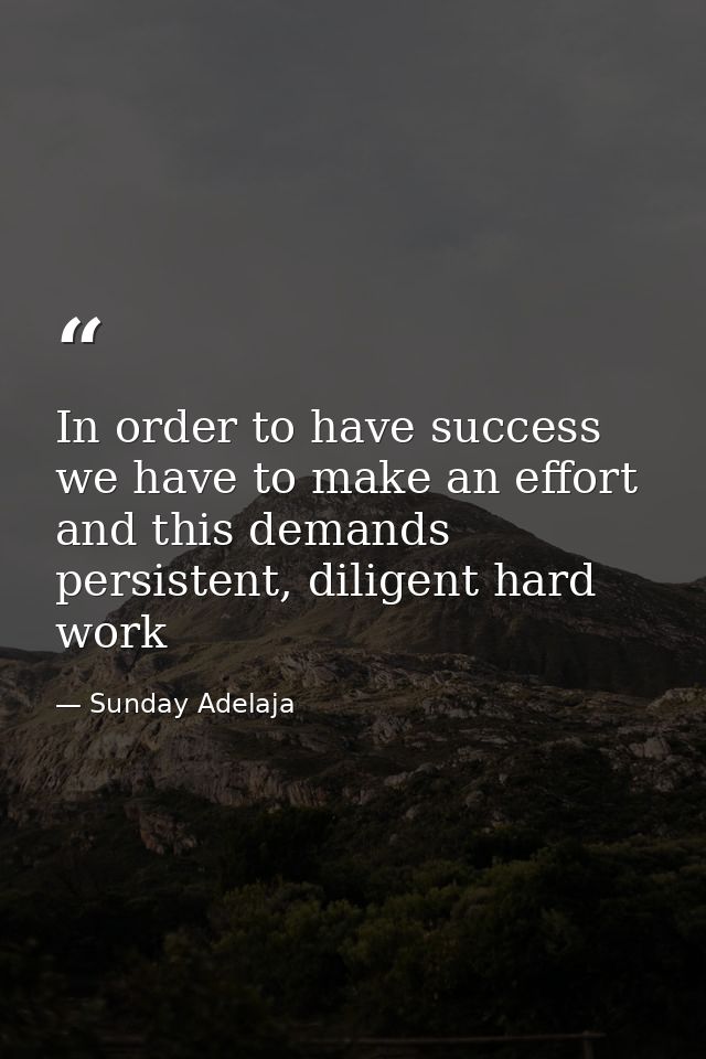 In order to have success we have to make an effort and this demands persistent, diligent hard work — Sunday Adelaja